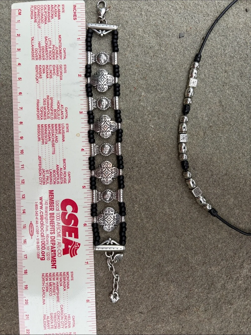 Brighton Black Bead Choker and Silver-Accent Bracelet Set